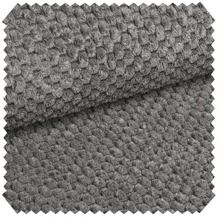 novely® ZEVEN Plüschiger Möbelstoff in Cord-Optik - Ultraweicher Polsterstoff mit Kachelmuster - Extrem Robuster Bezugstoff - Pflegeleichte Meterware 1lfm (07 Graphit Grau)