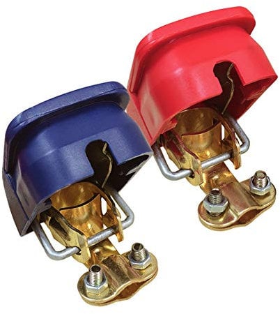 Ampper Morsetti terminali della Batteria in Ottone a sgancio/sgancio rapido, Copertura Rossa (+) e Blu (-) per Batteria Superiore (1 Coppia)