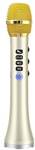 Professional 20W Portable Wireless Bluetooth Karaoke Microphone Speaker With Big Power For Sing/Meeting - Gold
