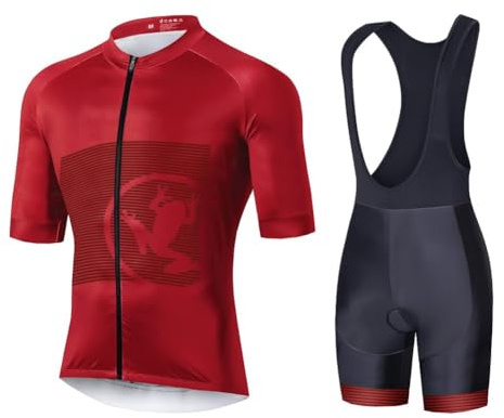 UGLY FROG Herren Radtrikot Set Fahrrad Trikot Kurzarm + Radhose mit Sitzpolster Fahrradbekleidung MTB Sportanzug