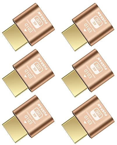 FUERAN HDMI Dummy Plug Headless Ghost Display Emulator Premium Aluminum PC(Fit Headless-1920x1080 New 4RD@60Hz) (4K-6P)