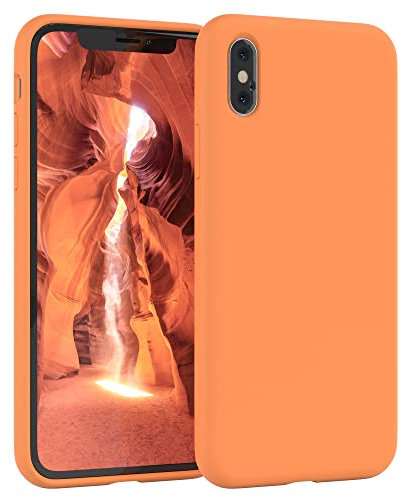 EAZY CASE Funda de Silicona Premium para iPhone X Funda Fina con protección de cámara y Forro Interior, Funda de Silicona, Funda Protectora, paragolpes, Funda para móvil en Naranja Claro