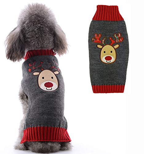 PETCARE Hundepullover Weihnachten Hund Rollkragenpullover Weihnachten Muster Strickwaren warme Haustier Pullover für Hundewelpen Party Puppy Geschenk für Hund