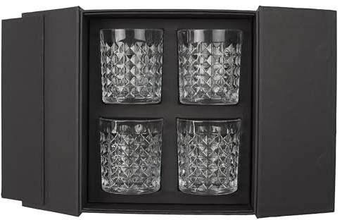 HOME DECO FACTORY 4er-Set Whiskygläser Verkostung Mehrfarbig | Glas, 4er-Set Whiskygläser, Verkostungsset, Aperitifs und Spirituosen, 9x8x8 cm, Tischservice, mehrfarbig