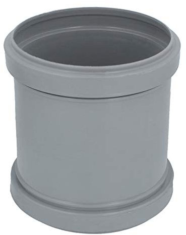 HT Rohr Überschiebmuffe Ø DN 110 mm Länge 130 mm Grau | PP Muffe Mit 2 Gummidichtringen | Kanalrohrsystem Abwasserrohr Doppelmuffe Heißwasser Chemische Beständigkeit | Abwasser Installation