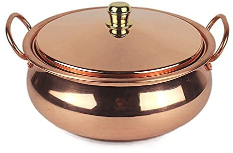 Olla de Cobre Hecha a Mano para Sopa y Shabu - Uso en Hogar y Restaurante - Compatible Con Gas y Placa de Inducción (22cm)