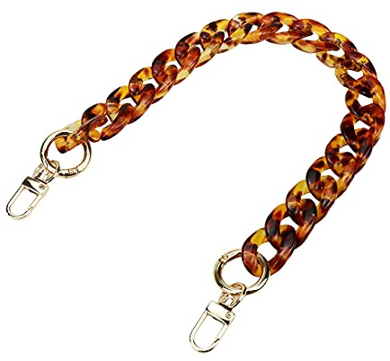 Quluxe Kurze Dicke Harz Geldbörse Tasche Griff Schultergurt Ersatz Handtasche Dekoration Kette Tasche Zubehör Charms (Leopard mit Goldschnalle)