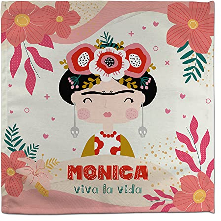 LolaPix Servietten. Personalisierte Servietten. Frida. 2 Stück. 2 Größen: 26x26 cm und 31x31 cm. 50% Polyester und 50% Baumwolle.