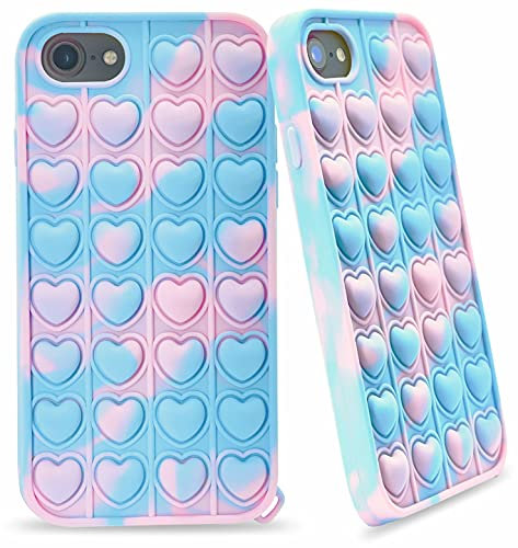 elexal Poppet Silicone Phone Case Compatible with iPhone 6s 7 8 SE2022, Fidget Phone Case for Girls, Anti-Anxiety Anti-Depression ADHD OCD Stress Relief Toy
