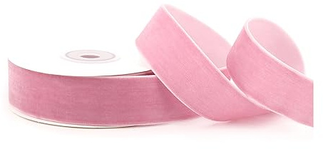 Creativery Samtband 25mm x 5m Rolle - Farbauswahl in 3/6/10/16/22/25/50mm - farbecht & waschbar - Schleifenband zum Nähen - Geschenkband zum Verpacken Dekorieren Basteln - Altrosa 158