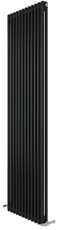 iBathUK Regency Wall-Mounted Vertical 2 Column Radiator, Steel Cast Iron Style High Thermal Output Hydronic Central Heating, Traditional Designer Radiator in Matt Anthracite, 1800 × 560mm