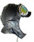 BLUETECH Cabriohaube Cabriomütze Fliegerhaube Oldtimermütze Leder in Schwarz inkl. Panorama Brille Herren Damen Unisex - XL N