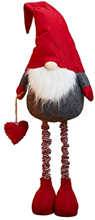 itsisa Wichtel UDO rot (bis 120cm) Teleskopbeine & Herz - Weihnachts Deko, Weihnachtswichtel, Gnom