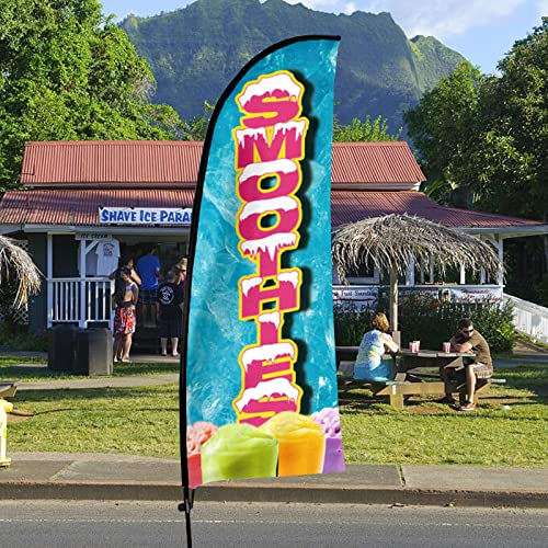 QSUM Smoothies Swooper Flagge und Stange Kit und Erdspieß, Werbung Feder Flagge für Restaurant und Lebensmittelgeschäft Verkauf