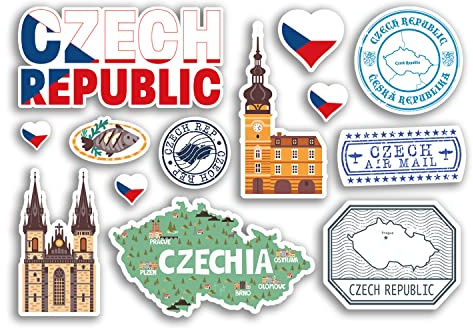A5 Aufkleberbogen Tschechische Republik Vinyl Aufkleber – Karte Europa Land Urlaub Flagge Reise #78462