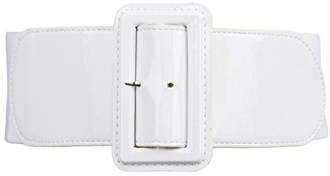 Hanna Nikole Damen Elastischer Ledergürtel Patent Leather Taillengürtel Weiß S