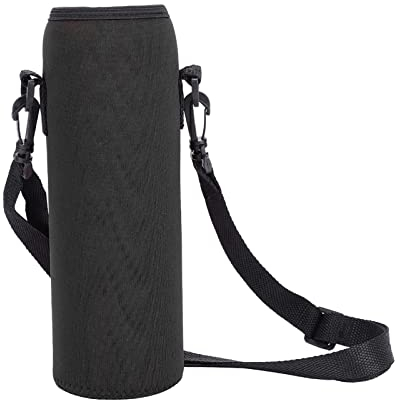 BuyWeek Portador de Botella de Agua, Funda de Neopreno para Botella de Agua Portador de Botella de Agua térmica con Correa para el Hombro(Negro)