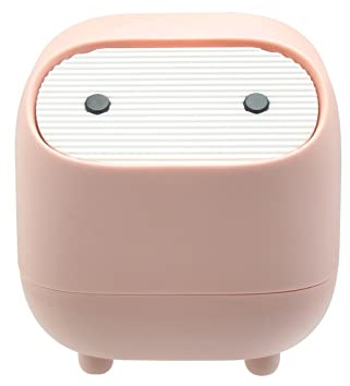 Twilight Garage Small Waste Bin, Cute Ninja Press Desk Bin with Lid, Bedroom Bin, Dustbin for Home Bedroom Kitchen Car Office Trash Can - Pink