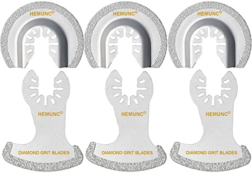 HEMUNC 6 Stück Diamant schwingende Werkzeugblätter, Multi-Tool Mörtel Sägeblatt präzise für Verfugen Entfernung und weichen Fliesenschnitt