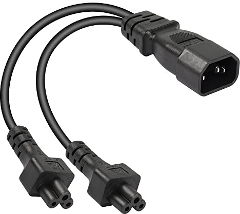 CERRXIAN 1 Fuß IEC 320 C14 zu Dual C5 Stromkabel, C14 männlich zu 2X Mickey Mouse 3 Pole C5 weiblich Y Splitter AC Konvertierungskabel, für Computer, Projektor, Scanner, Drucker, etc.
