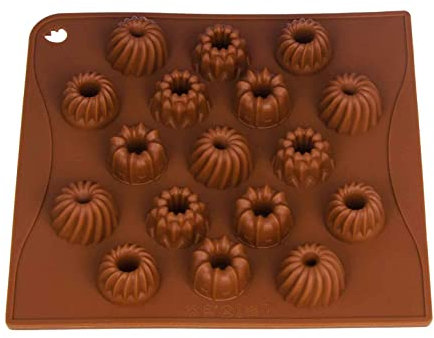 BlueFox Silikonform Gugelhupf, Pralinenform Silikon, Eiswürfelform, Schokoladenform für Kuchenverzierung, Fondantform, Förmchen antihaftbeschichtet Küchenhelfer, Silicone, Farbe: Braun