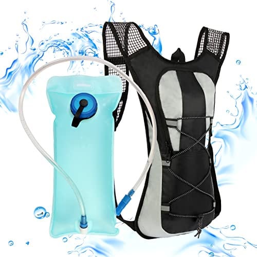 Trinkrucksack, Wasserrucksack mit 2L Blase, zum Wandern, isoliert, geeignet für Radfahren, Laufen, Klettern und andere Outdoor-Aktivitäten, Schwarz