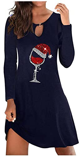 Sumuqi Weihnachtskleid Damen Elegant Langarm Vintage Hochzeitskleider Kleid Frauen Rotes Christmas Dresses Meine Bestellungen Anzeigen Marine M