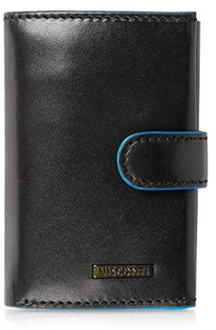 VISCONTI Porta Carte di Credito S da Uomo - Portafoglio Uomo Slim RFID -Portafoglio Uomo Piccolo - Porta Tessere e Porta Monete - Nero Blu