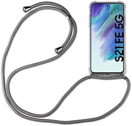 betterfon Hülle Kompatibel mit Samsung Galaxy S21 FE | Handykette Smartphone Halskette Hülle mit Band | Handyhülle mit Kordel zum Umhängen Kompatibel für Galaxy S21 FE | Grau
