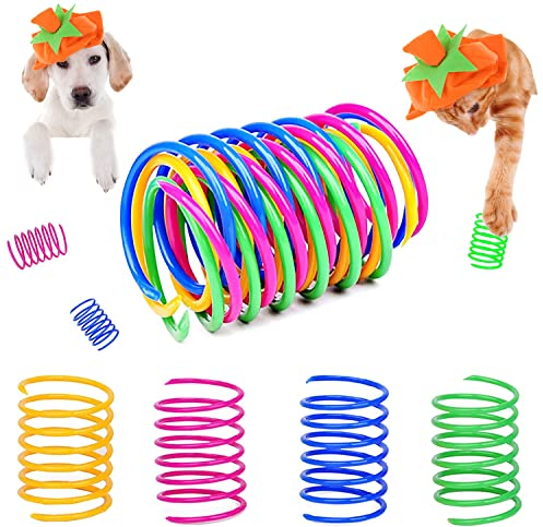 Jognee 20 Stück Katze Spielzeug, Katzenfederspielzeug, Spiralfedern aus Kunststoff, Spiral Cat Toy, Spielzeug Spiralfedern Neuheit Haustiere Spielzeug, Bunte Spiralfedern Spring Spirale für Katze