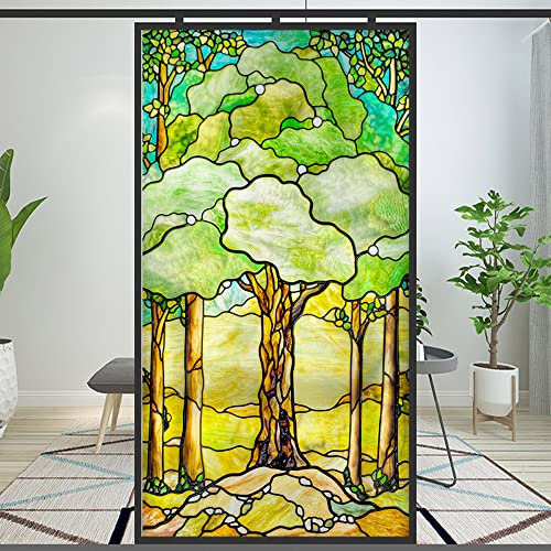 Sichtschutz-Fensterfolie im europäischen Kirchenstil, Buntglas, statisch, haftend, dekorativ, mattiert, Fensteraufkleber (Muster: 80 x 200 cm)