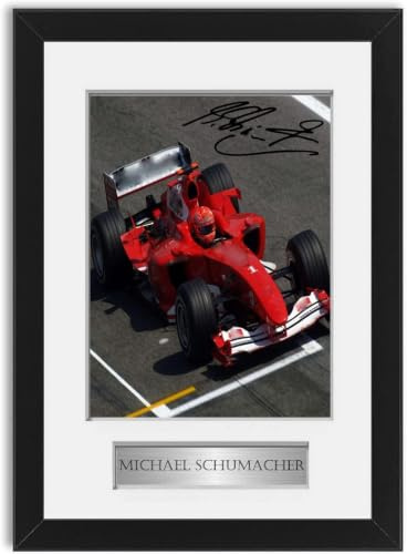 Poster Michael Schumacher 7 mal F1 World Champion Poster, signiert, A4, gerahmt, Schwarz