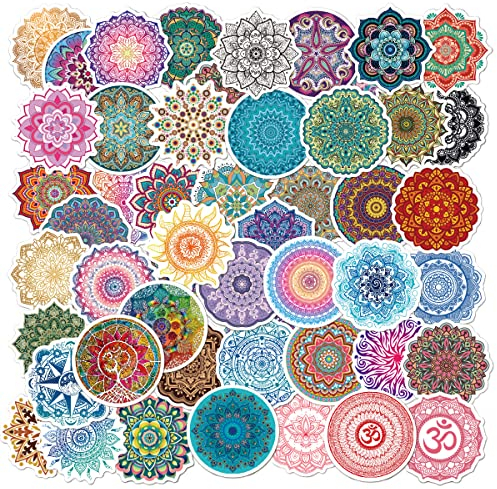 Mandalas Aufkleber 50pcs, Ästhetische Dekoration Vinyl Sticker für Sammelalbum, Laptop, Kinder, Teenager, Mädchen