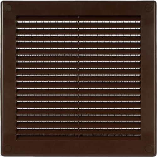 Vent Systems Griglia di ventilazione quadrata piatta, 15,2 x 15,2 cm (dimensioni di apertura), in plastica marrone, per prese d'aria HVAC 20,3 x 20,3 cm (dimensioni complessive)