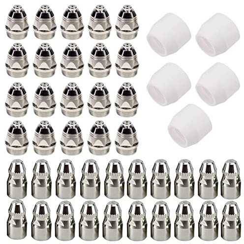 Hopbucan 45 Stück Plasmaschneidelektrode Düse Plasma Verbrauchsmaterial Fit P-80 Plasmabrenner
