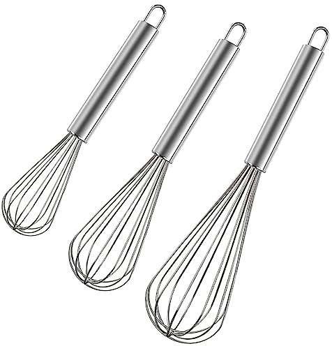 Stainless Steel Whisk Set, 3 Packs Balloon Whisk for Cooking, Whisking, Blending (8,10,12)