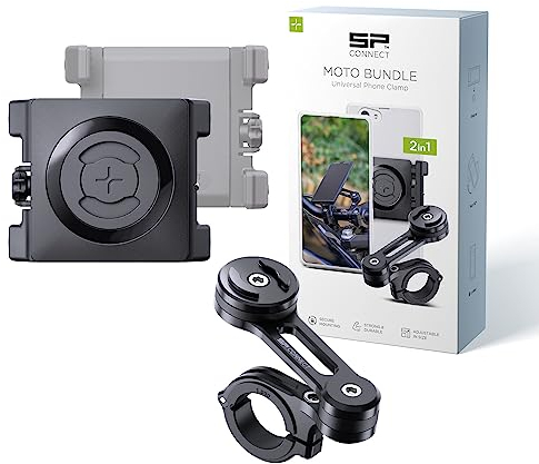 SP CONNECT Moto Bundle Universal Clamp | SPC+ | Soporte para teléfono móvil para moto, bicicleta, ciclomotor y scooter, soporte de gadget para navegador