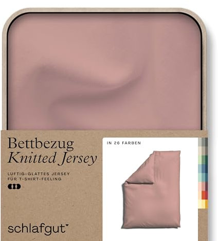 schlafgut Knitted Jersey Bettwäsche 135x200cm Bettdecke Bezug einzeln, Multicolor Uni, weich und faltenfrei mit Elasthan (Purple Mid, 155x220)