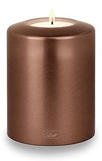 Qult Farluce Classic Metallic Bronze • ∅ 10 cm Höhe 12 cm • Teelichthalter in Kerzenform • Kunststoffkerze in Kerzenoptik • Mit Teelichteinsatz • inkl. 1 TLM16 Maxilight Teelicht