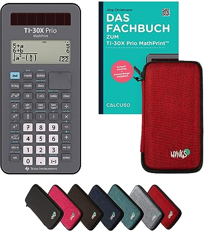 TI-30X Prio MathPrint inkl. Schutztasche Rot & Fachbuch (80 Seiten, DIN A5) – Wissenschaftlicher Rechner – Smart Set
