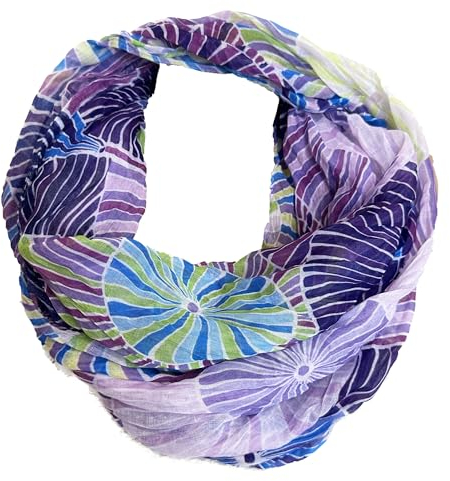 J26 Streifen Seide Glitzer Gold Fäden Sommer Frühling Loop Verlauf Regenbogen Rainbow Silk Uni Rundschal Schlauchschal Stola Schal leicht (B Lila)