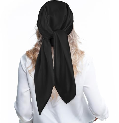 Andibro 89 cm stor fyrkantig satinhuvudscarf, silke glänsande enfärgade halsdukar, sovsjal för kvinnor hår bandana