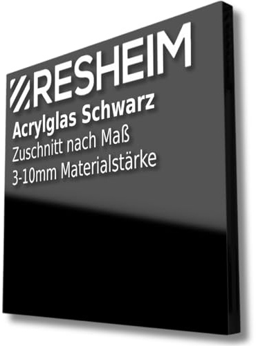 RESHEIM Acrylglas Platte Schwarz Zuschnitt nach Maß - Materialstärke und Größe wählbar PMMA hochwertige GS Qualität (600 x 400 mm, Materialstärke: 3 mm)