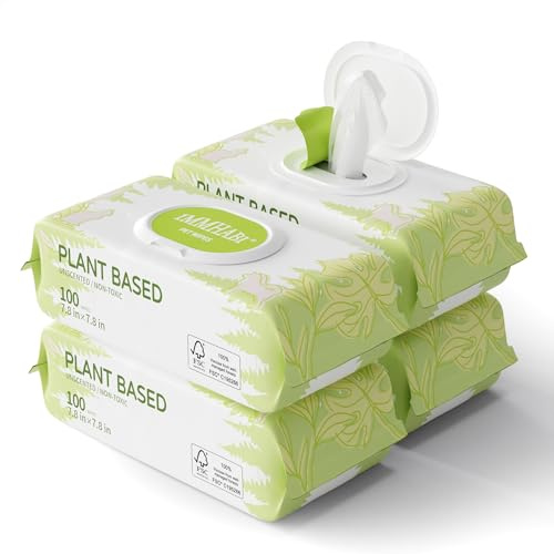 IMMHABI 400 Count Hypoallergenic Dog Wipes, Unscented Plant-Based Pet Wipes