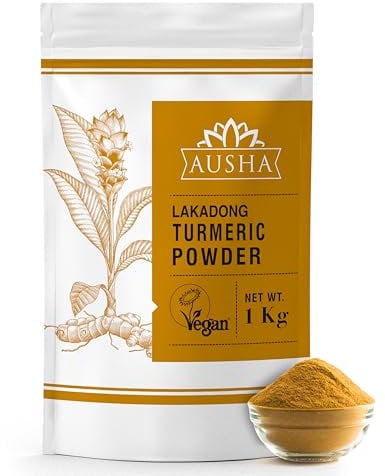 Ausha Lakadong Turmeric Powder 1kg - 8-9% Curcumin, 1* GREAT TASTE AWARD 2025 - Double Strength Turmeric - Premium Quality