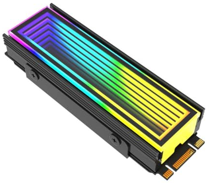 Iegefirm M.2 ARGB Computerkühler 2280 SSD M2 Kühler PC RGB M.2 Nvme Kühler Kühlkörper M2 ARGB Kühler Endless Abyss Effect Schwarz
