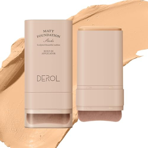 Matte Foundation Stick Makeup Integrierter Foundation-Pinsel – Leichter Contour Stick Foundation-Gesichtsstift mit aufbaubarer Deckkraft (Warm beige, 03)