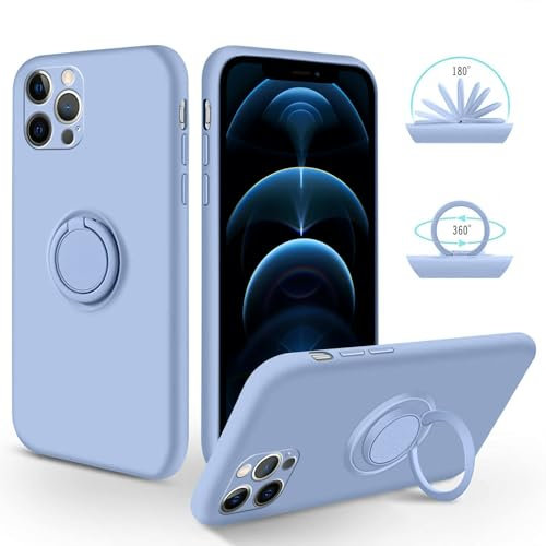 Foonary Phone case Compatible with iPhone 12 6.1 inch, 360°Magnetic Ring Holder Kickstand Soft Silicone Shockproof Anti-Scratch Protective Resistant Fashion Purple Bumper Cover for iPhone 12