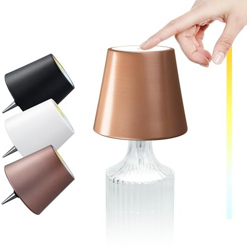 M A N T A LED Akku Flaschenleuchte TOUCH 15 cm - Kabellos - Dimmbar - Farbtemperatur einstellbar - für Garten Esstisch Schlafzimmer Balkon Hotel (Kupfer)