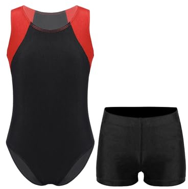 IEFIEL Jungen Turnanzug Zweiteiler Gymnastikanzug Kinder Tanzbekleidung Set Ärmellose Tanztrikot Leotard und Sport Shorts
